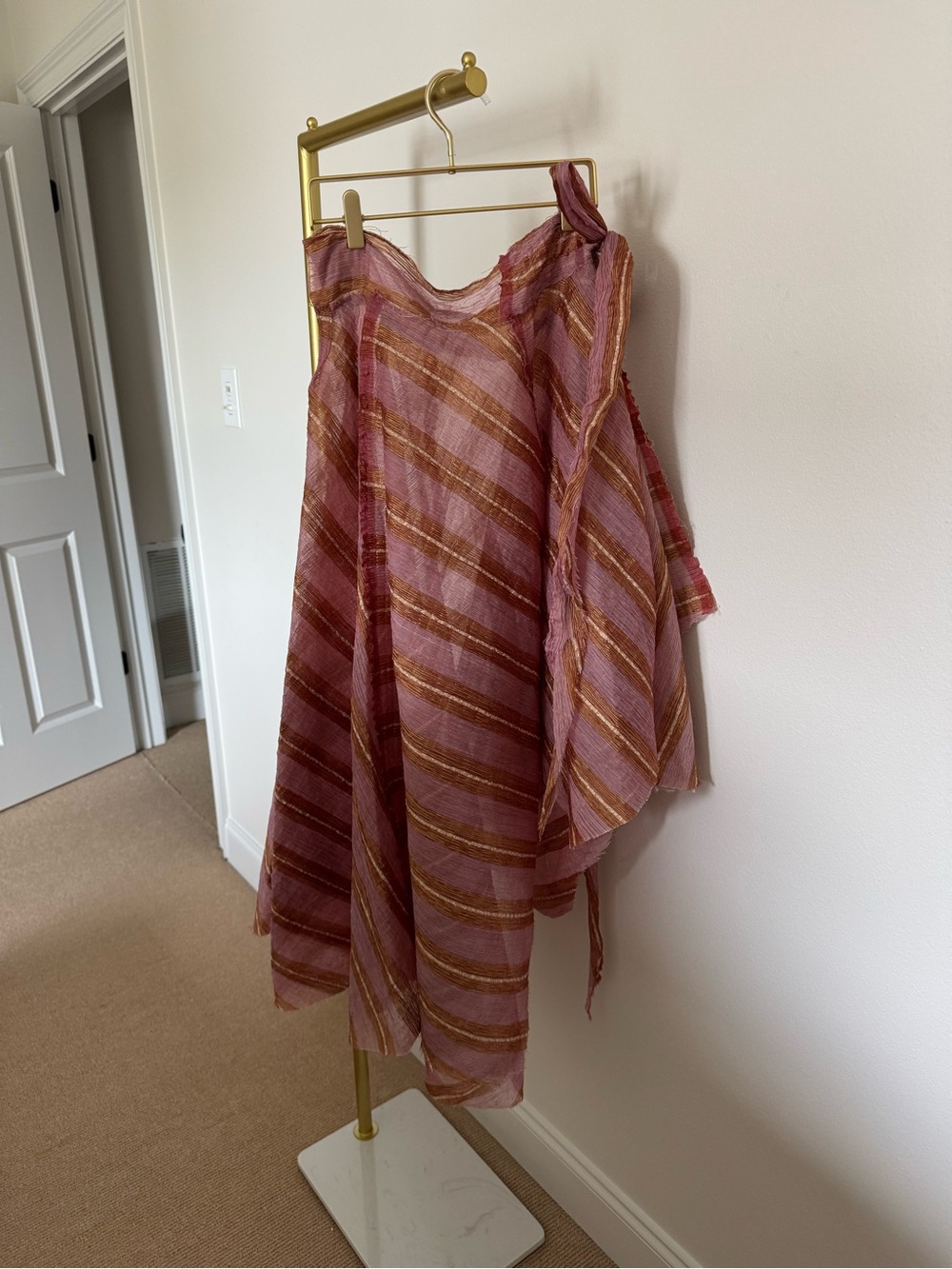 Nicole Paloma Striped Pink and Rust Lightweight Wrap Skirt